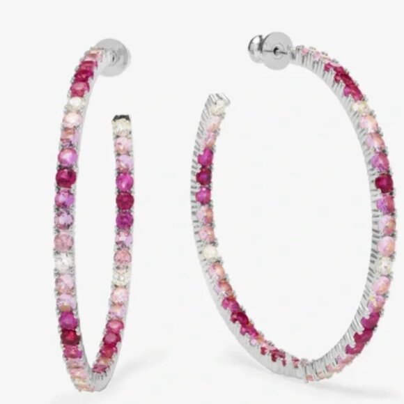 Melinda Maria Heiress Ombre Hoops 2 inch in Silver and Pink Sapphire Ombre - Picture 1 of 4